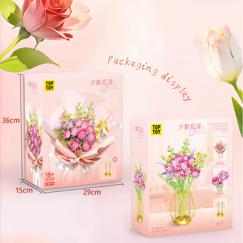 【RETIRED】TOPTOY Flower Bouquet Building Block Set with Vase 599Pcs - Image 3